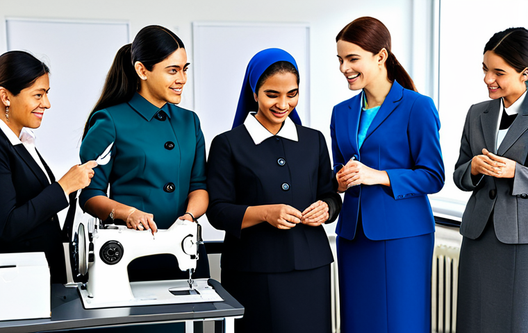 사회복지학 심화 과정 - Empowering Women**
"A group of diverse women in modest and professional attire, participating in a ...