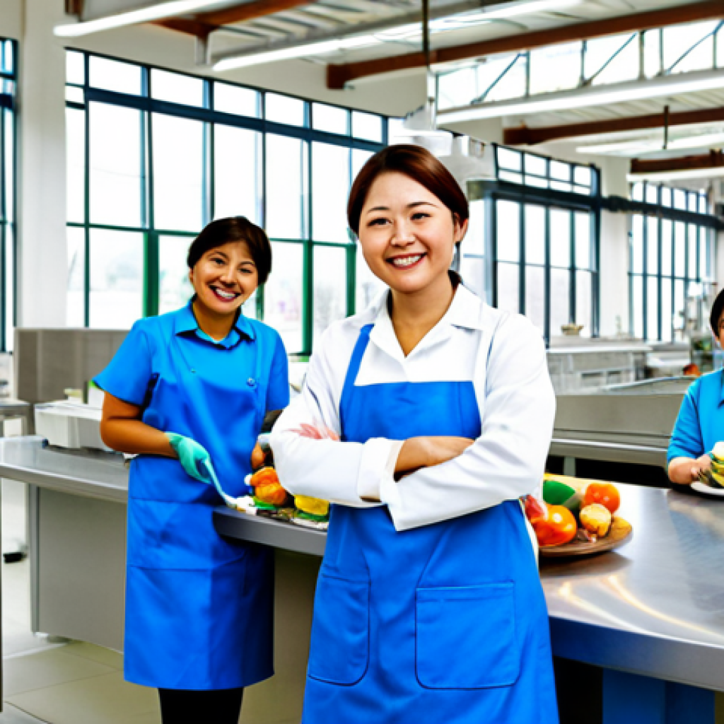 산업복지론 - Modern Factory Welfare**

"A bright and modern factory interior showcasing worker welfare initiative...