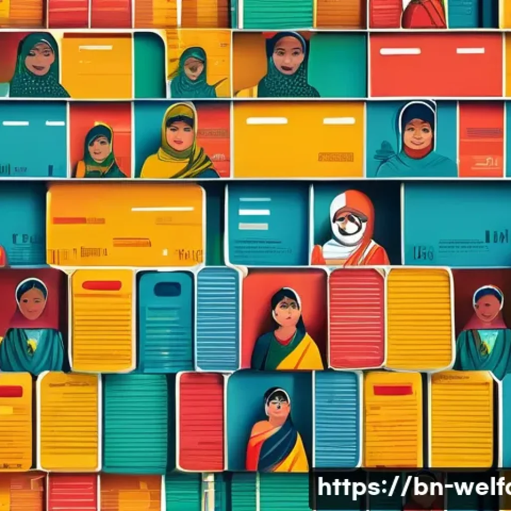 사회복지 트렌드 - A vibrant digital community scene illustrating Bengali people of diverse ages and backgrounds engagi...