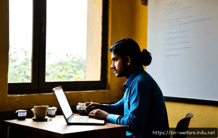 사회복지 온라인 교육 - Photorealistic Bangladeshi social welfare student attending an online training course at a tidy home...